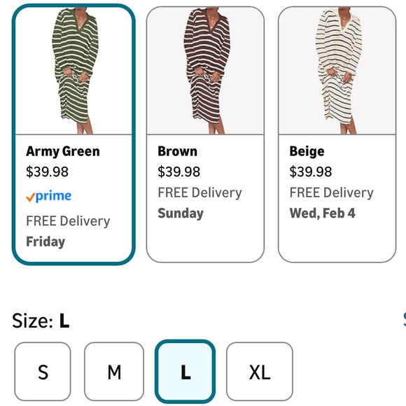 Chunky Knit Striped Sweater Dress in Army Green and Cream, SZ L NWT - Picture 5 of 5